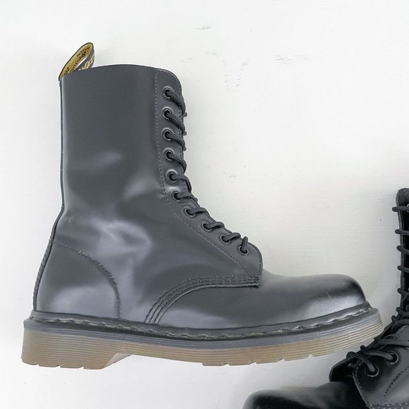 Dr. Martens Black 1490 Smooth Leather Mid-Calf Lace Up Combat Boot Womens Size 9 - Picture 8 of 12